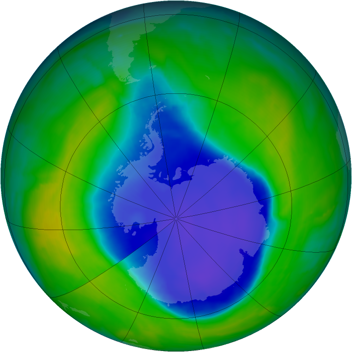 Antarctic ozone map for 08 November 2008